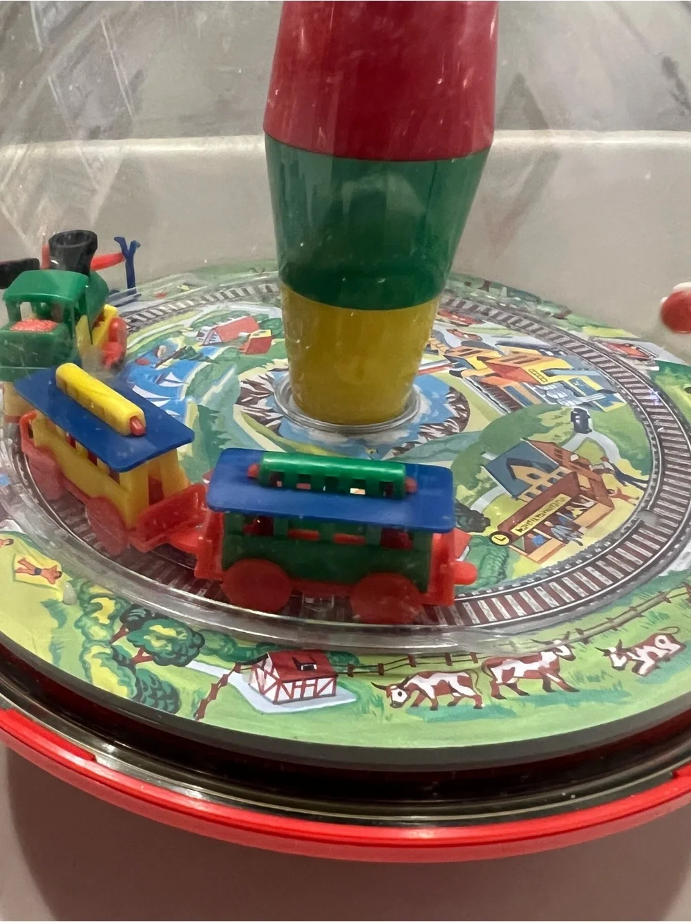 Schylling Toy Train By SIMM, With Panorama Spinning Top Railroad Train w/ Sound